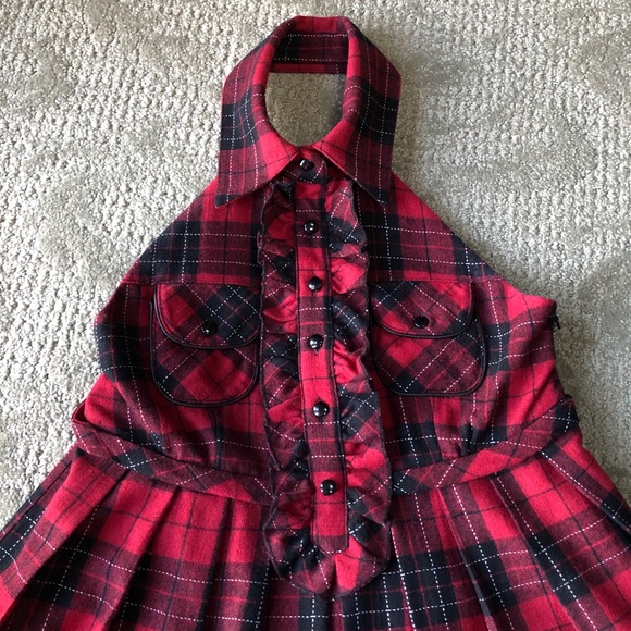 💕LAST CHANCE💕NWOT Francesca’s Flannel Boho Halter Dress - Picture 3 of 9